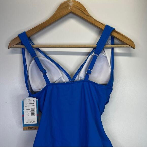 Swim Solutions Tummy Control Plunge One Piece swimsuit copen blue - 8 - Picture 9 of 13